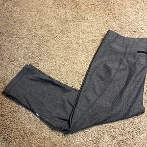Gray athletic capri leggings with back zipper pocket